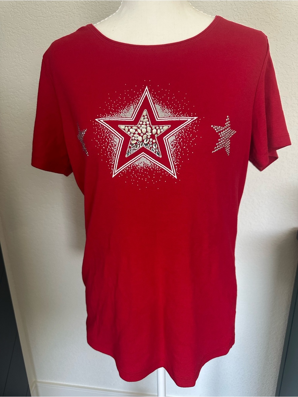 Karen Scott Red Crewneck Tee